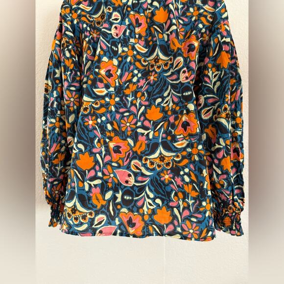 Cleobella Kaitlyn Floral Print Button Front Tassels Organic Cotton Blouse Small - Picture 8 of 16